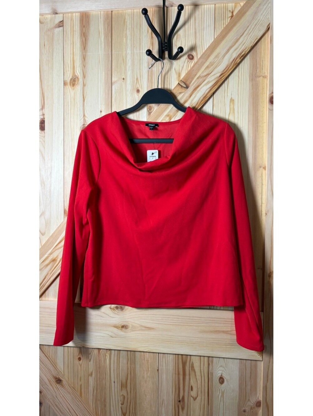 Express Red Long Sleeve Cowl Neck Top Size M NWT